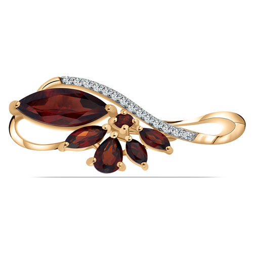 BUY 14K GOLD BROOCH WITH GARNET GEMSTONE